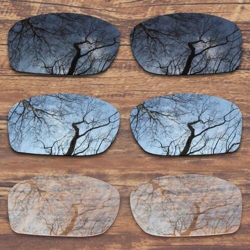 ToughAsNails 3 Pairs Black.Silver.Clear Polarized Replacement Lenses for Oakley Fives Squared Sunglasses