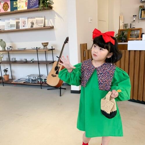 Buttons Spring Summer Girls Dress Kids Teenagers Children Clothes Outwear Special Occasion Long Sleeve High Quality
