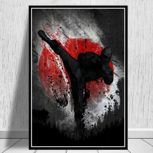 Japanese Ninja Bonsa Bushido Samurai Kanji Ink Design Canvas Posters and Prints Oil Painting Wall Art Pictures Living Room Decor