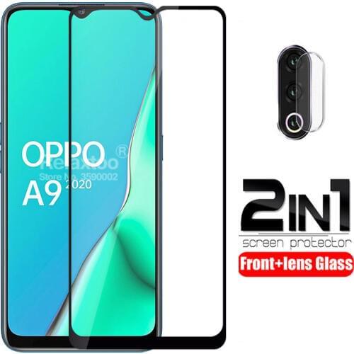 2 in 1 safety protective glass For oppo a9 2020 Camera lens tempered glass on For oppo a5 2020 a 5 9 screen protector armor Film