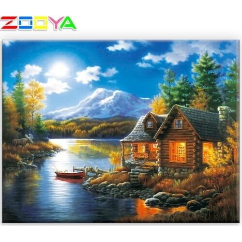 Zooya 5D Painting Sunrise Forest Scenery Diamond Dot Painting Mosaic Embroidery Diy Diamond Painting Home Decoration Sp567
