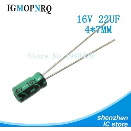 20PCS/LOT 22uF 16V 4x7mm Aluminum electrolytic capacitor 4*7 Electrolytic Capacitor 16v 22uf