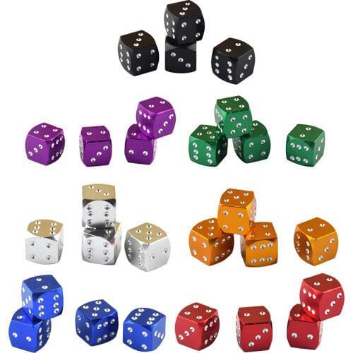 4 Pcs Aluminum Alloy Car Tubeless Wheel Tire Valve Stems Dice Dust Caps Car-styling 7 Colors 0.47x0.47x0.47 Inch