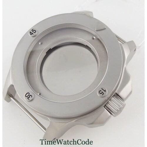 47mm Brushed Watch Case Spare Parts Fit For ETA 2836 Miyota 8215 821A Mingzhu 2813 Sapphire Glass Screw In Crown Glass Back