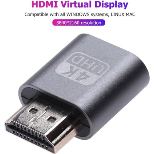 4K HDMI-compatible Virtual Dummy Adapter 1.4 DDC EDID Display Emulator for BTC Mining Support Graphics Card Continuously Working