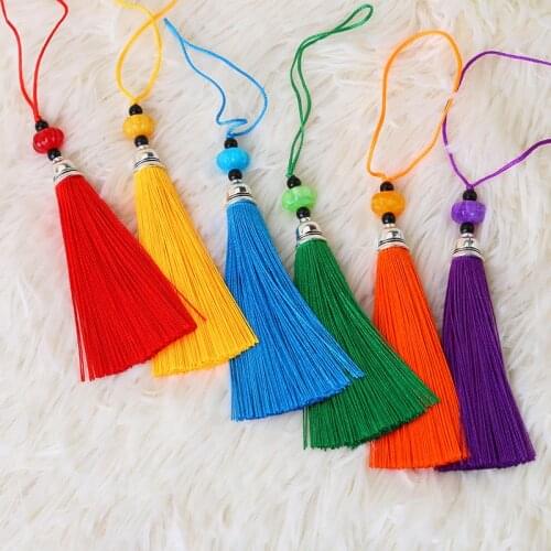 5pcs/lot Multi Colors Decoration Smooth Charm Tassels With Pumpkin Bead 9cm Handmade Women Tassel Pendant DIY Jewelry Findings