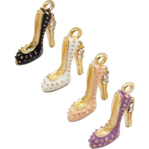8pcs Enamel High Heel Shoese pendant 18*14MM Crystal Charms Jewelry For Necklace Earrings Bracelet Keychain Accessories Trendy