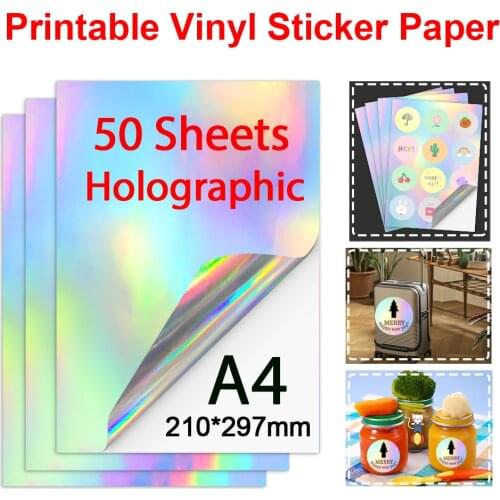 20 Sheets Printable Sticker Paper A4 Glossy Matte White Printable Vinyl label Adhesive A4 Printer paper for All Inkjet Printer