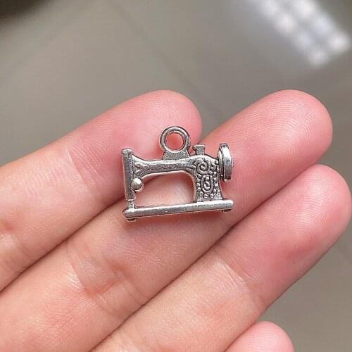 30pcs Sewing Machine Charms Pendants Aesthetics Accessories, Tibetan Silver Color For Diy Handmade Jewelry Makeing Crafts