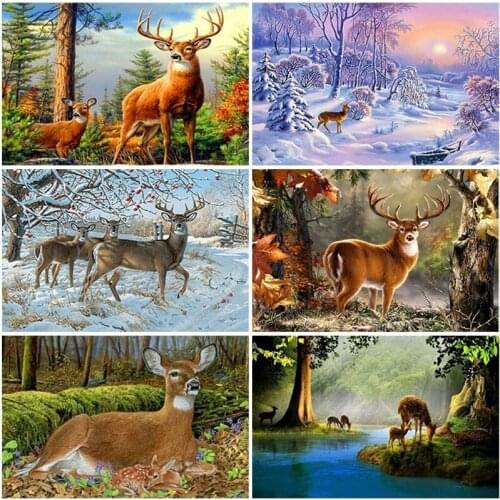 5D Diy Diamond Painting Full Display Embroidery Mosaic Elk Sika Deer Animals Picture Cross Stitch Kit Handmade Gifts Home Decor
