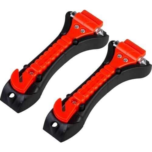 2PCS Car Safety Hammer Life Saving Escape Emergency Hammer Seat Belt Cutter Window Glass Breaker Car Rescue Red Hammer