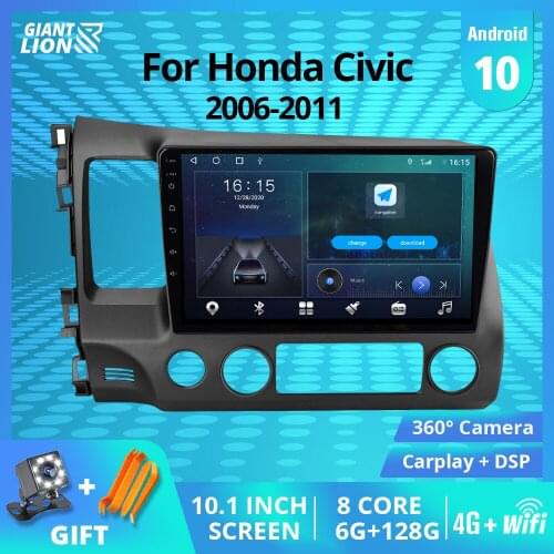 Android 10.0 Car Multimedia Player For Honda Civic 2006-2011 GPS Autoradio 2 Din Car Radio Navigation DSP Stereo Receiver IGO