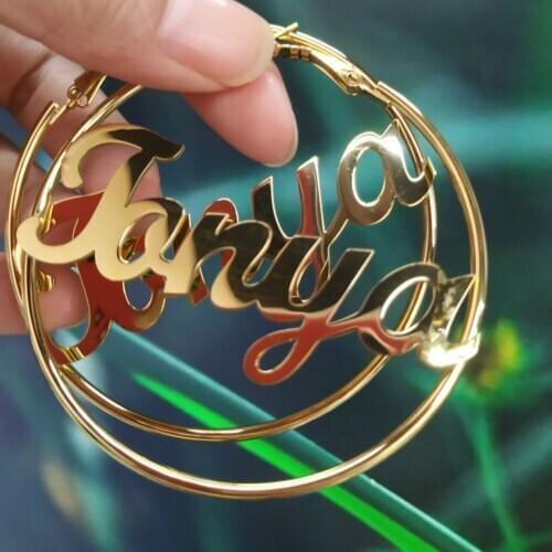 Customized Name Big Earrings Hoops Gold Siliver Earrings High Quality Stainless Steel Womens Earrings Personalized Jewelry