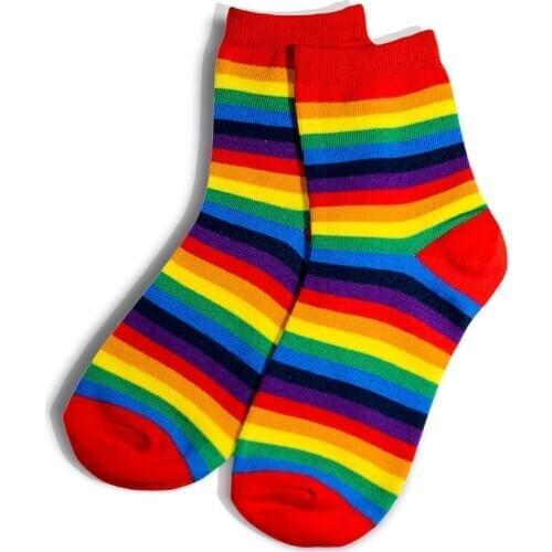 Colors Cotton Women Socks Striped Pattern Long Tube Funny Happy Fashion Novelty Skateboard Crew Casual Chaussettes