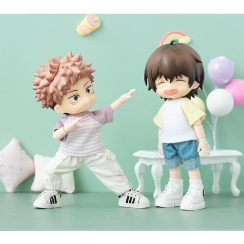 OB11 Baby Dress Color Stripe Short-sleeved Top Go With Everything T-Shirt 1/12 BJD Baby Dress Round Molly doll clothes