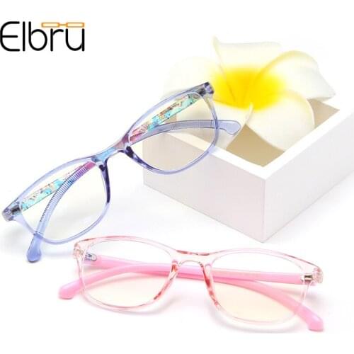 Elbru 2021 Anti Blue Light Children Glasses Frame Ultralight TR90 Optical Computer Goggles Student Oval Eyeglasses For Girl&Boys