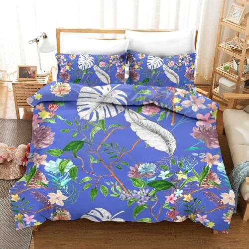 Green Leaf Feather Bedding Set Luxury Comforter Duvet Covers Pillowcases Soft Comforter Bed Linen Colorful Home Textile