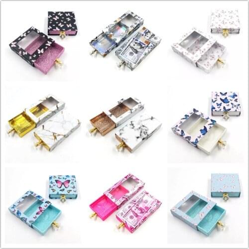 Eyelash Packaging Box Wholesale Lashes Box marble Empty Eyelash Package square Boxes Butterfly Case 8-25mm Lashes Rectangle Case