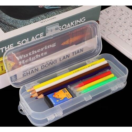 Multipurpose Pencil Box, Clear Plastic Pencil Case Box for Organize and Carry Pencils, School Pencil Box Stationery Case Holder