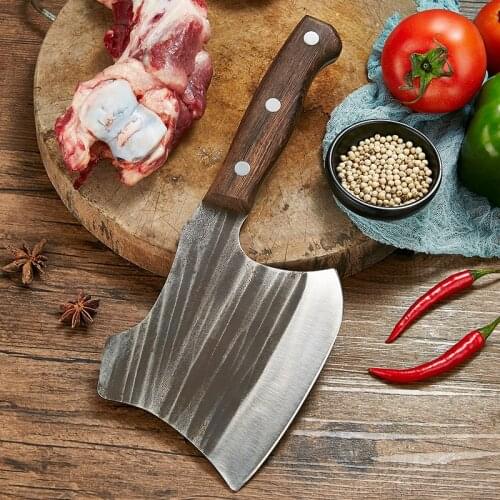 Hammer Forged Kitchenn Knife Chop Bone Camping Survival Axe 5cr15mov Stainless steel butcher 39;s knife ebony handle Knife Cover