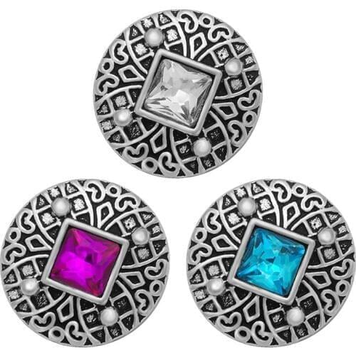 New Beauty Round pattern rhinestone metal 18mm snap buttons fit 18mm snap jewelry wholesale KZ3271