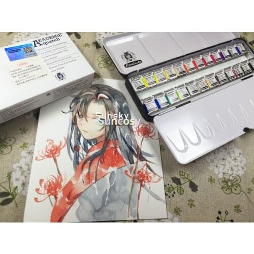 Schmincke Solid Watercolor Pigments Half/Full Pan, 12/24/48 Colors AKADEMIE & HORADAM Art Professional Solid Aquarell Pigment