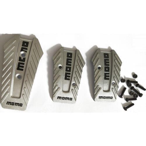 3 PCS 1 Set MOMO Style nero Car Racing Pedals Universal Manual Brake Pedal Foot Pedal Non Slip Black Silver Sport Racing Pedals