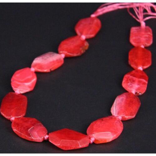 Approx12PCS/strand Red Raw Crack veins Agates Faceted Nugget Slice Loose Beads,Natural Onxy Stone Slab Pendants Jewelry Making