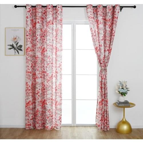 Simple Floral Printed Curtains Yarn Waterproof Window Curtains for Living Room Bedroom Decor Tulle Voile Door Window Cover D30