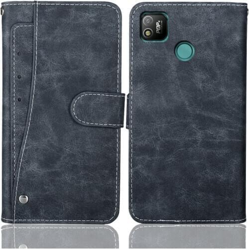 Luxury Wallet Tecno POP 4 Case 6" Vintage Flip Leather Business Protective Cover For Tecno POP 4 Case Card Slots