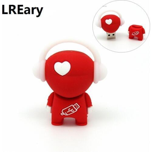 Cartoon love heart music man USB flash drive red Pen drive 4gb 8gb 16gb 32gb flash memory stick Pendrive u disk real capacity