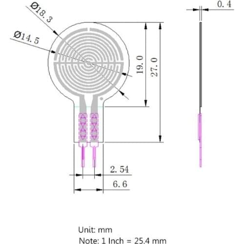 Force Sensor RP-C18.3-ST Flexible Thin Film Pressure Sensor Intelligent 20g-6kg A0KF