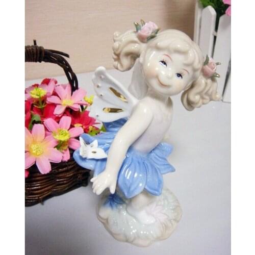 Smiley Porcelain Maiden Fairy Statue Decorating Ceramics Doll Figurine Present and Craft Ornament Accessories Embellishment