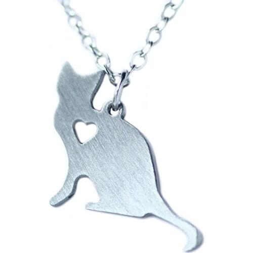 SUTEYI 1 pcs little cute cat animal necklaces stainless steel necklace pendant fashion simple statement metal dog choker