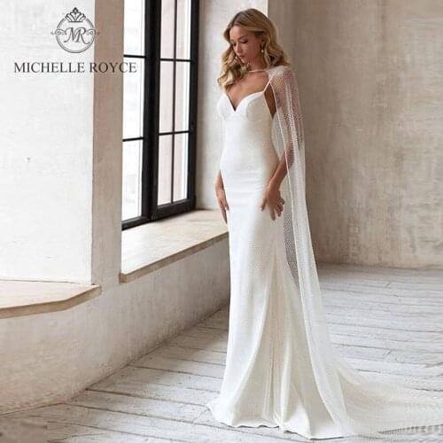 Michelle Royce A-Ling Wedding Dresses 2020 Sweetheart Spaghetti Straps Backless Chapel Train Bridal Gowns Vestido De Noiva