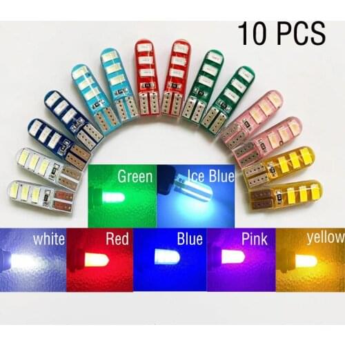 10PCS T10 W5W LED Car Clearance Lights License Plate Lights Turn Singal Light Bulb Canbus Reading Lamps 6SMD 5630 12V Dome Lamps