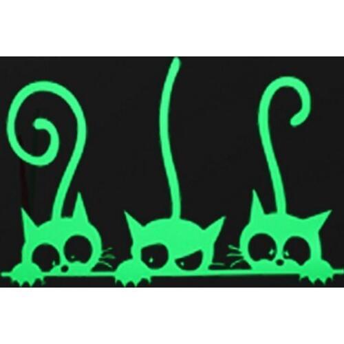 3 Cats Glow in the Dark Wall Sticker Children Bedroom Bed DIY Decoration Table Laptop Furniture Luminous Sticker Kids Room Decor