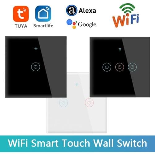 1/2/3 Gang TUYA WiFi Smart Touch Wall Switch 110-250V Smart Life Button Smart Light Switch For Alexa Google Assistant Smart Home