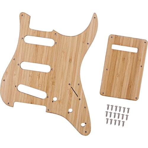 SSS 11 Hole Vintage Pickguard Guitar Back Plate with Screw for Vintage ST Style Guitar Parts, 1Ply Bamboo