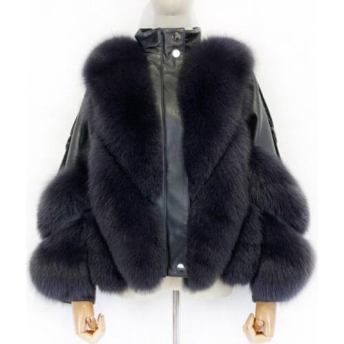 Ladies Natural Fur Jacket Womens Real Fox Coat 2021 Stylish Warm Winter Outwear