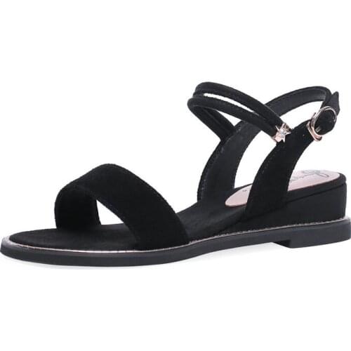 SKLFGXZY Summer New Arrival Girls Sandals Genuine Leather Fashion Wedge Women Shoes Real Cowhide Comfortable Sandals Size 34-43