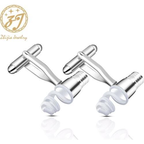 Zhijia creaive Spiral tube cufflinks for men silver color unique light bulb cufflinks for men suit jewelry accessories