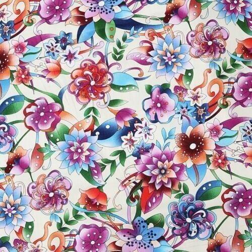 Painted flowers design vintage fabric Retro style fabric Calico Printed cotton fabric for DIY Bag 1 order=50cm*140cm