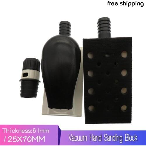 125x70mm Vacuum Hand Sanding Block Dust-free Multi Hole Hook and Loop