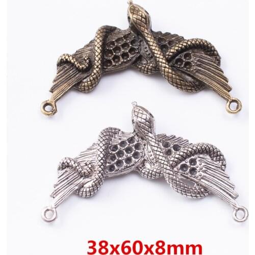 2pcs Double-winged snake zinc alloy charms pendant suitable for DIY Bracelet Necklace metal jewelry accessories 7309