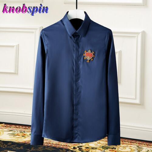 2019 Solid men shirt long sleeve Slim Brand designer camisas masculina casual streetwear clothe male shirts High quality Chemise