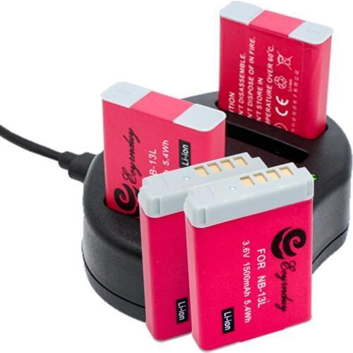 4pcs NB-13L NB13L Rechargeable Battery & 1pcs dual usb charger for Canon PowerShot G5 X G5X G7 X Mark II G7X G9 X G9X SX720 HS