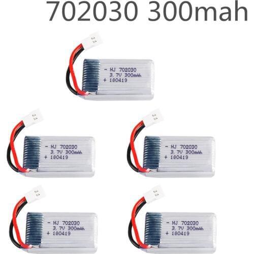 5PCS 3.7V 300mAH Lipo Battery For Udi U816 U830 F180 E55 FQ777 FQ17W H107 Syma X11C FY530 RC Helicopter 3.7V 300mAH 702030