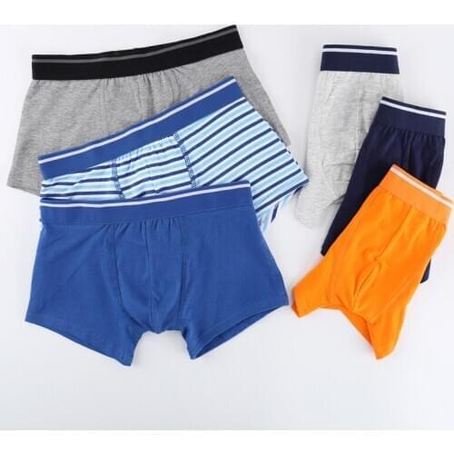 5 Pieces Boys Striped Trunk Kids Boxers Solid Color Panties Children Cotton Pants Student Shorts Youth Sport Underwear 6-14Y