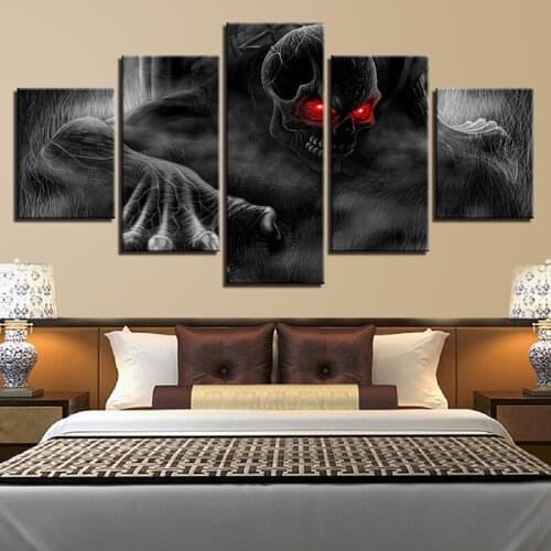 5 Pieces of Inkjet Skull Poster Home Decoration Sofa Living Room Wall Dining Room Bedroom Frameless Printing Hanging Paintings
